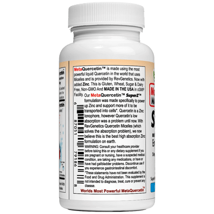 Super Z - Nano Quercetin with Zinc in Micelles Supplement - Advanced Micelle Ionophore Formula for Anti-aging Health - Immune to plain Zinc- Better than liposomal -By RevGenetics