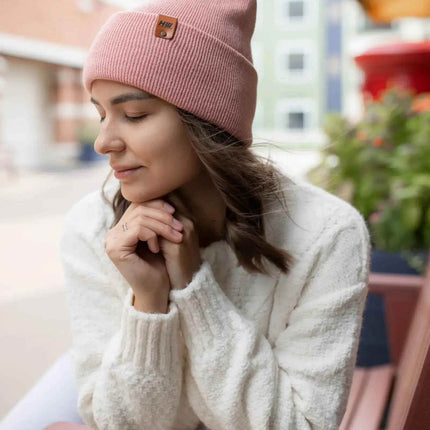 NEW HAAKWEAR H-Stitch Cuffed Beanie - Designed and Made in USA (Patented Design) - Pearl Pink