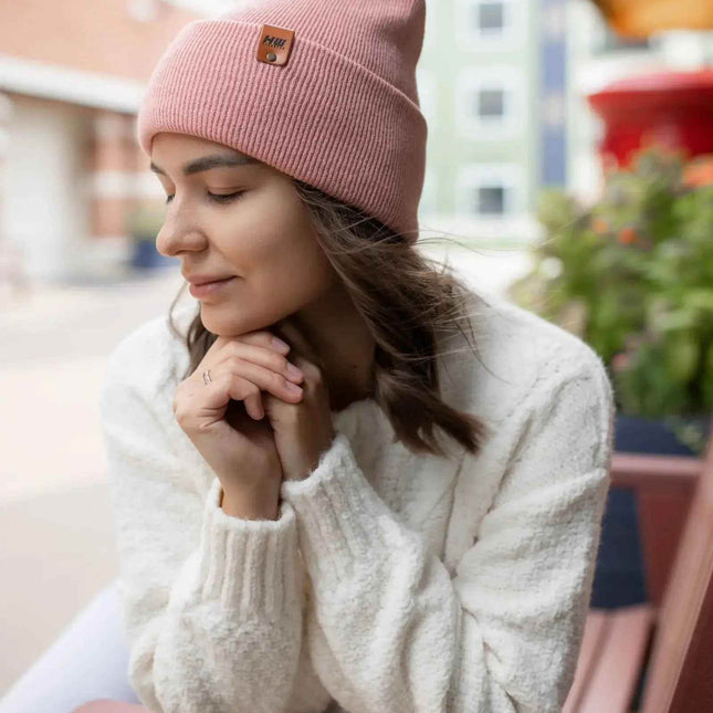 NEW HAAKWEAR H-Stitch Cuffed Beanie - Designed and Made in USA (Patented Design) - Pearl Pink