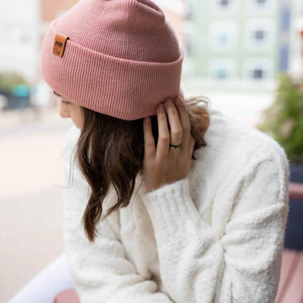NEW HAAKWEAR H-Stitch Cuffed Beanie - Designed and Made in USA (Patented Design) - Pearl Pink