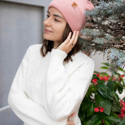 NEW HAAKWEAR H-Stitch Cuffed Beanie - Designed and Made in USA (Patented Design) - Pearl Pink