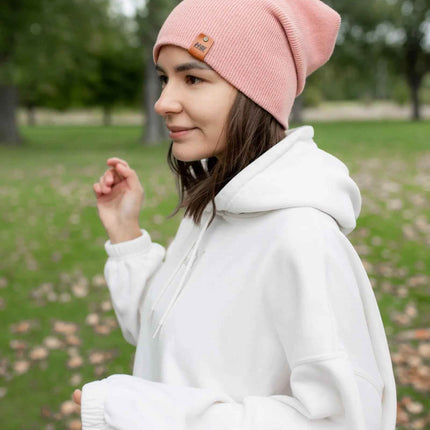NEW HAAKWEAR H-Stitch Cuffed Beanie - Designed and Made in USA (Patented Design) - Pearl Pink
