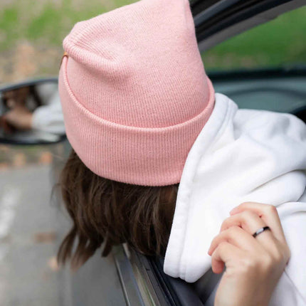 NEW HAAKWEAR H-Stitch Cuffed Beanie - Designed and Made in USA (Patented Design) - Pearl Pink