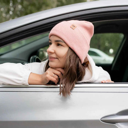 NEW HAAKWEAR H-Stitch Cuffed Beanie - Designed and Made in USA (Patented Design) - Pearl Pink