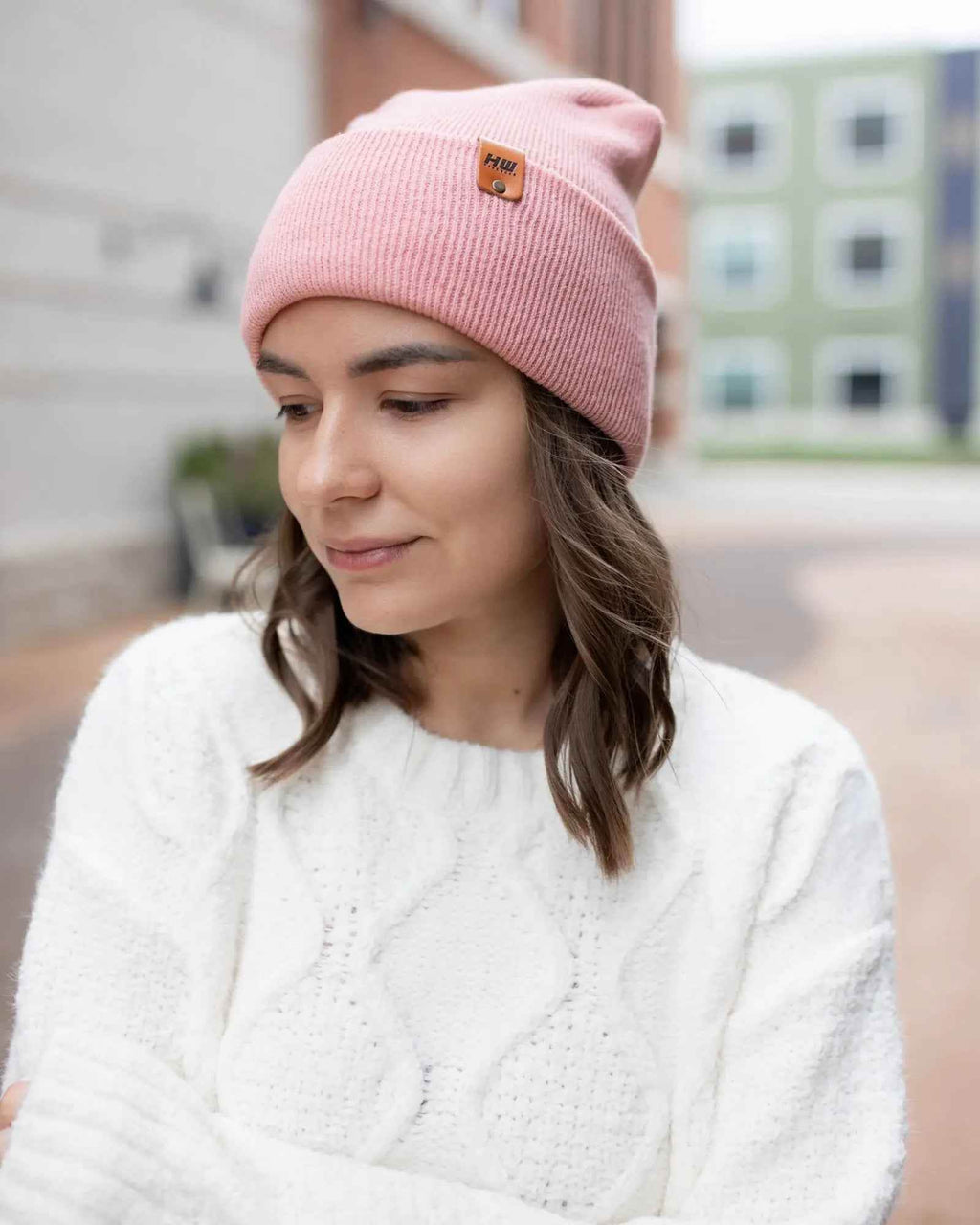 NEW HAAKWEAR H-Stitch Cuffed Beanie - Designed and Made in USA (Patented Design) - Pearl Pink