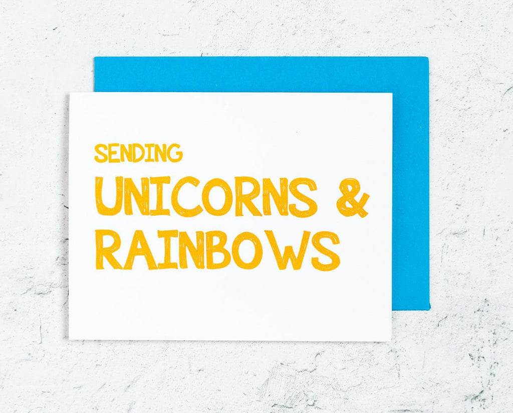 Sending Unicorns and Rainbows Letterpress Card