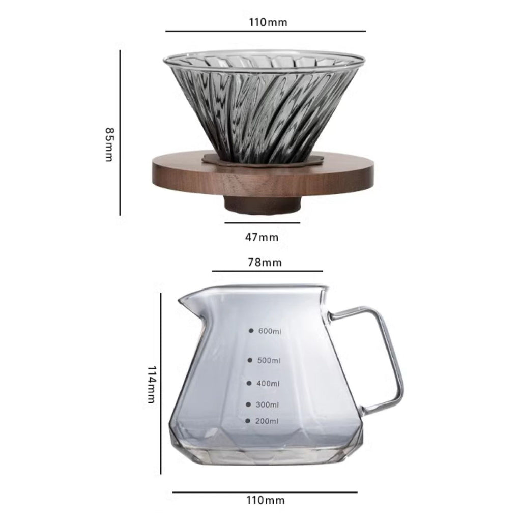 Coffee Brewing V60 Set with Walnut Wood Holder