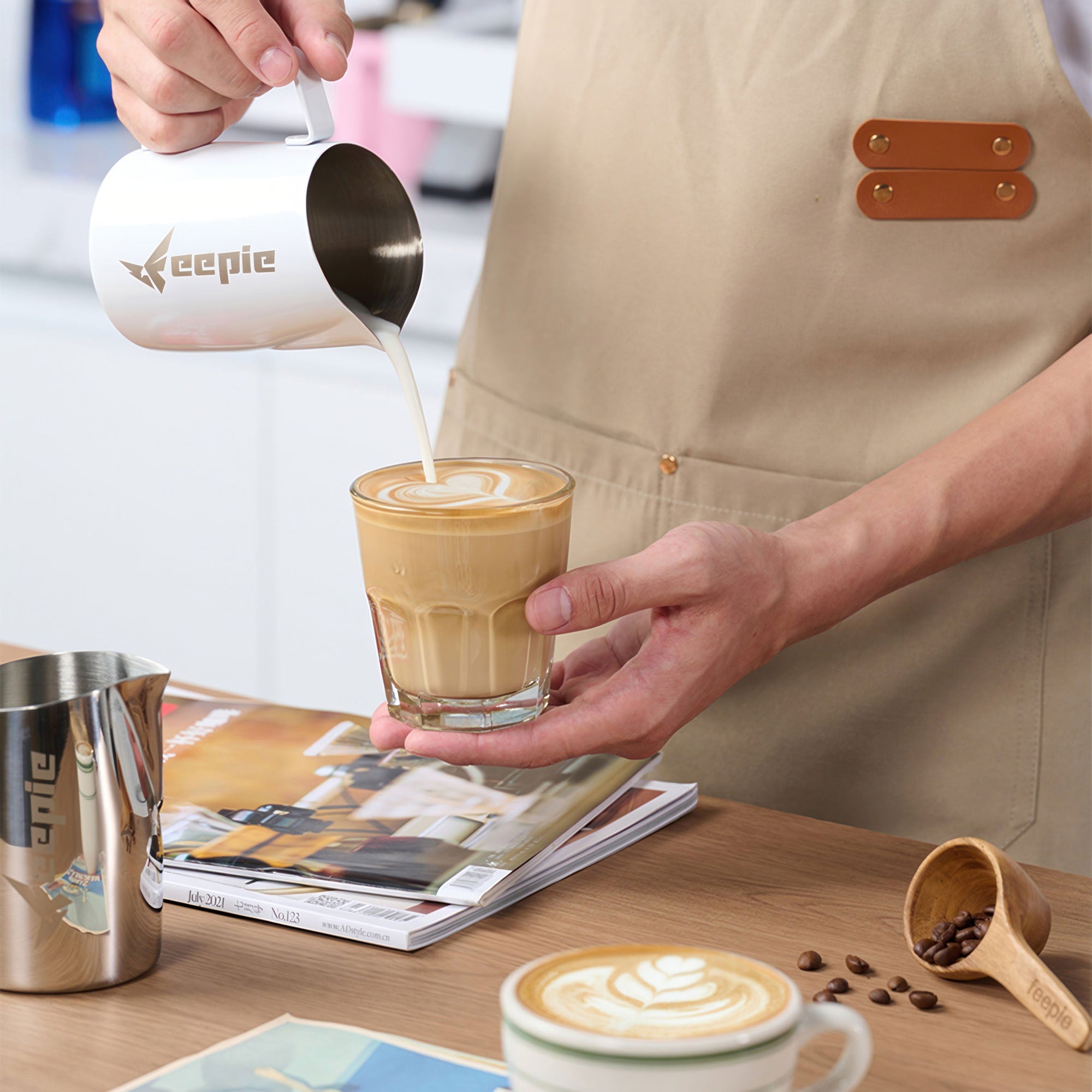 Beveled Spout Latte Art Milk Pitcher