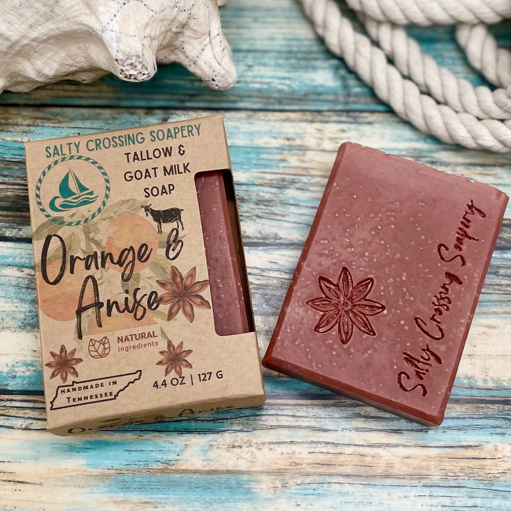 Orange & Anise Soap | Tallow and Goat Milk Artisan Bar | All Natural Lather for Shower Bath or Hands | Tennessee Made with Local Ingredients