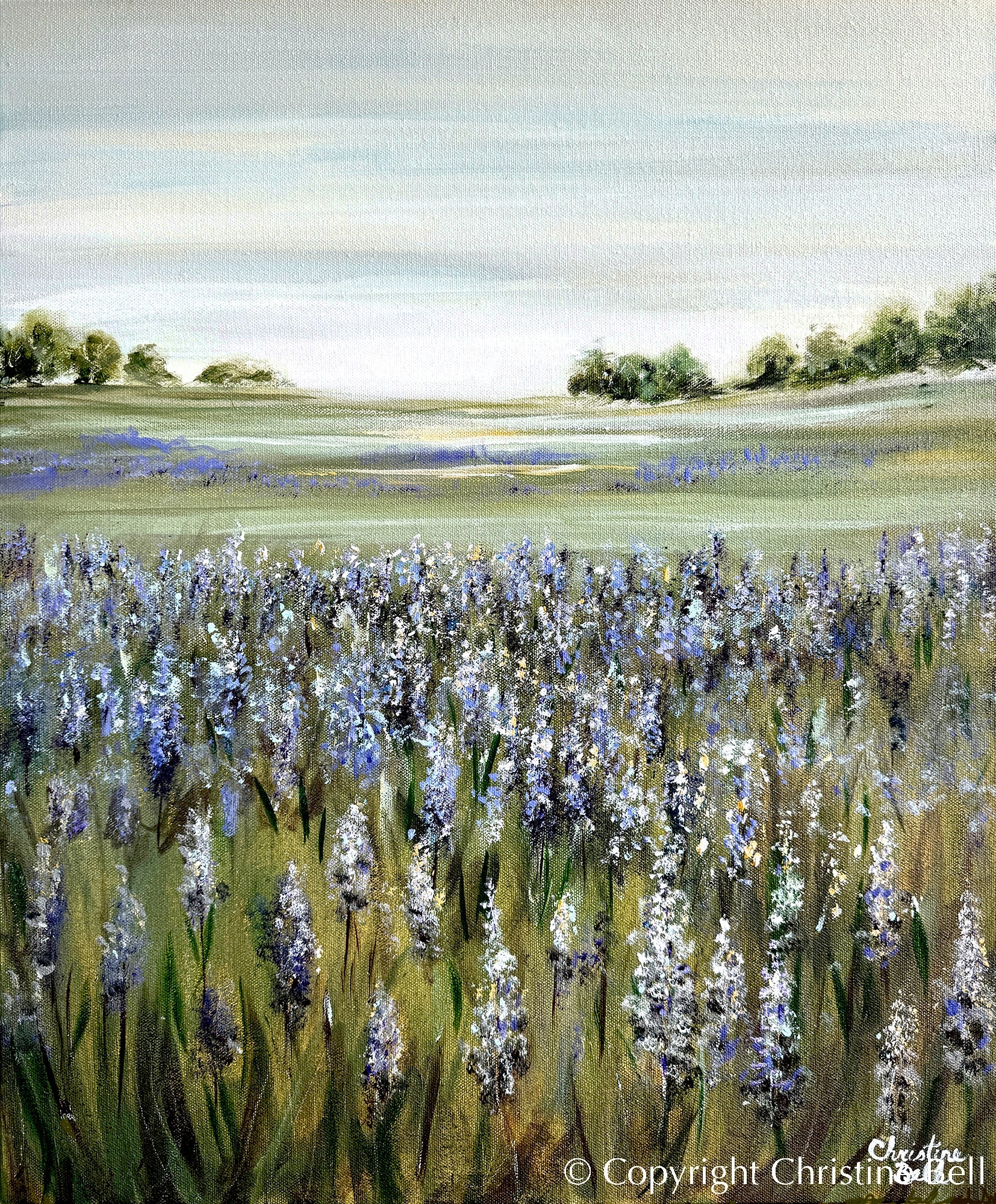 "Lupine Meadow" GICLÉE PRINT, Modern Floral Landscape Painting, Lavender Flowers