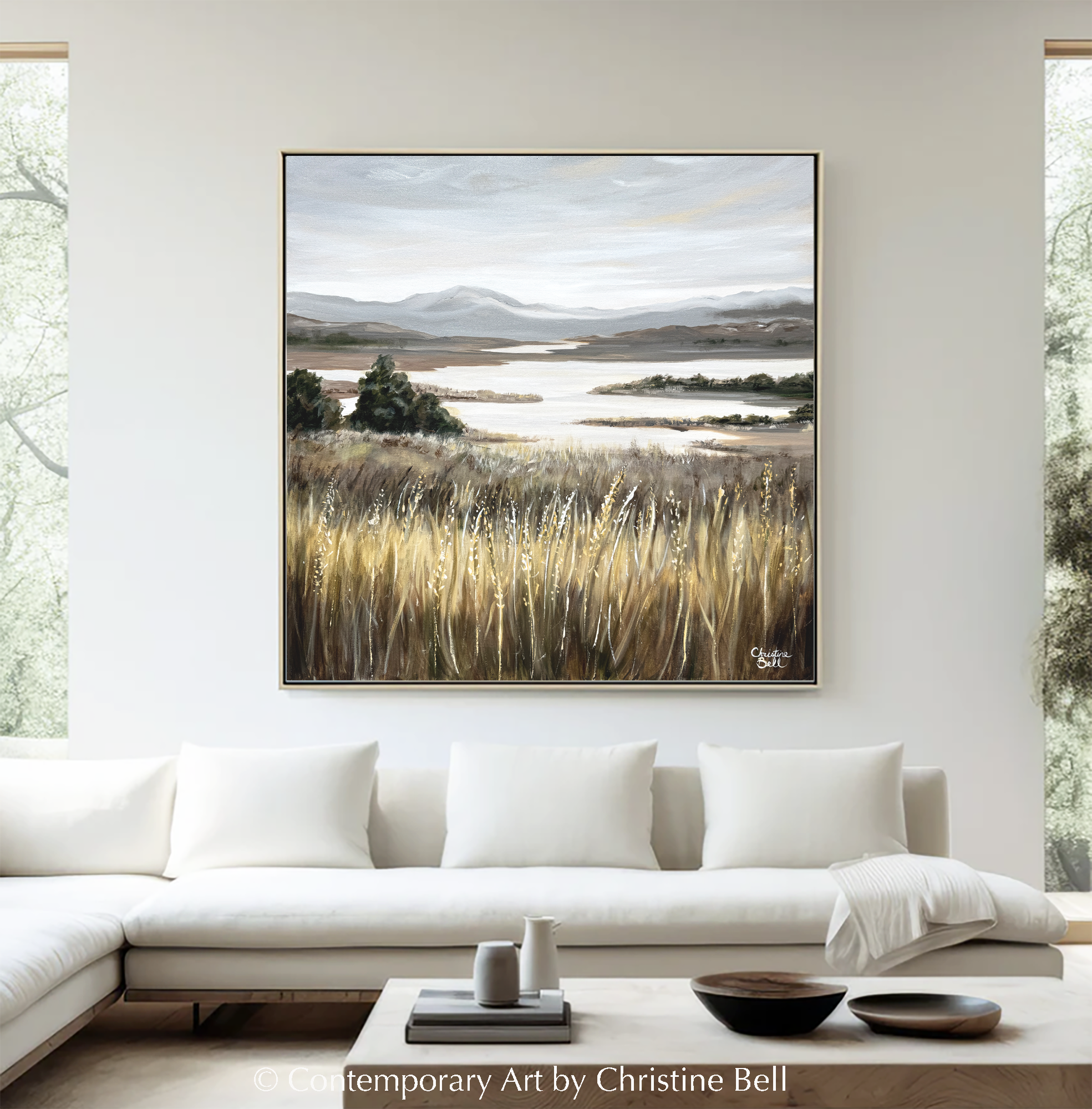 "Peaceful Outlook" GICLÉE PRINT Landscape Oil Painting, Coastal Meadow