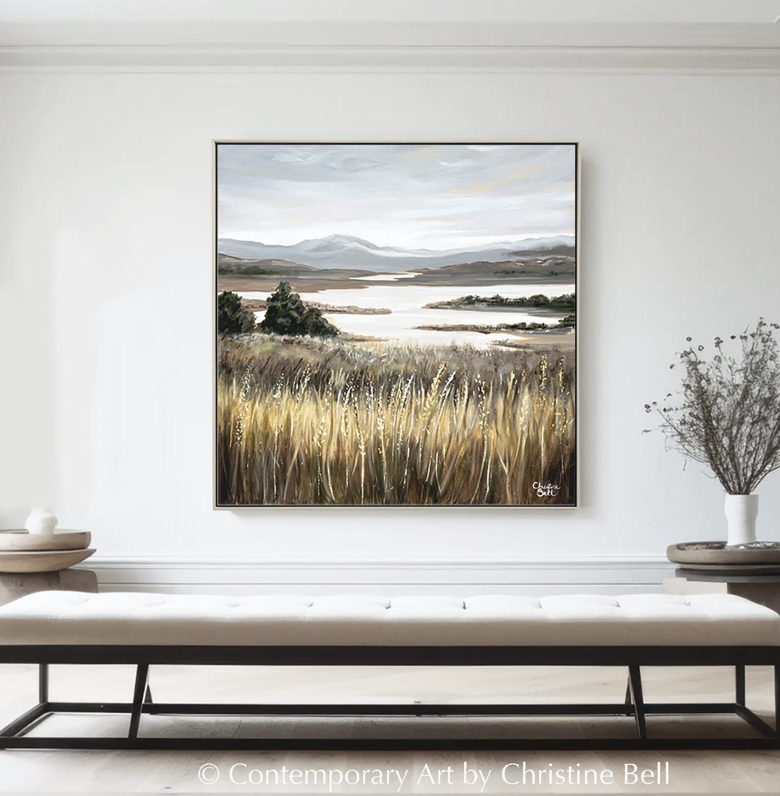 "Peaceful Outlook" GICLÉE PRINT Landscape Oil Painting, Coastal Meadow