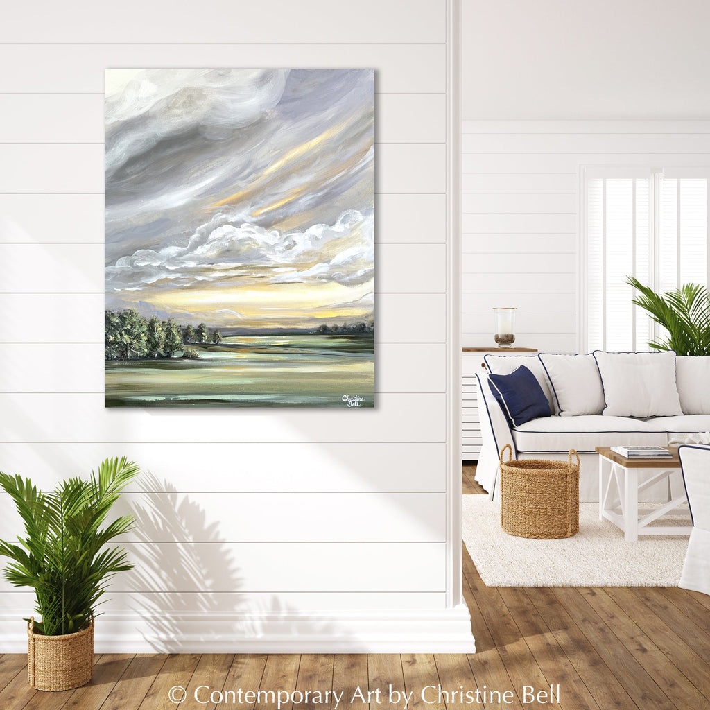 "Luminous Sunrise" GICLÉE PRINT, Modern Landscape Painting, Golden Sunrise, Sunset
