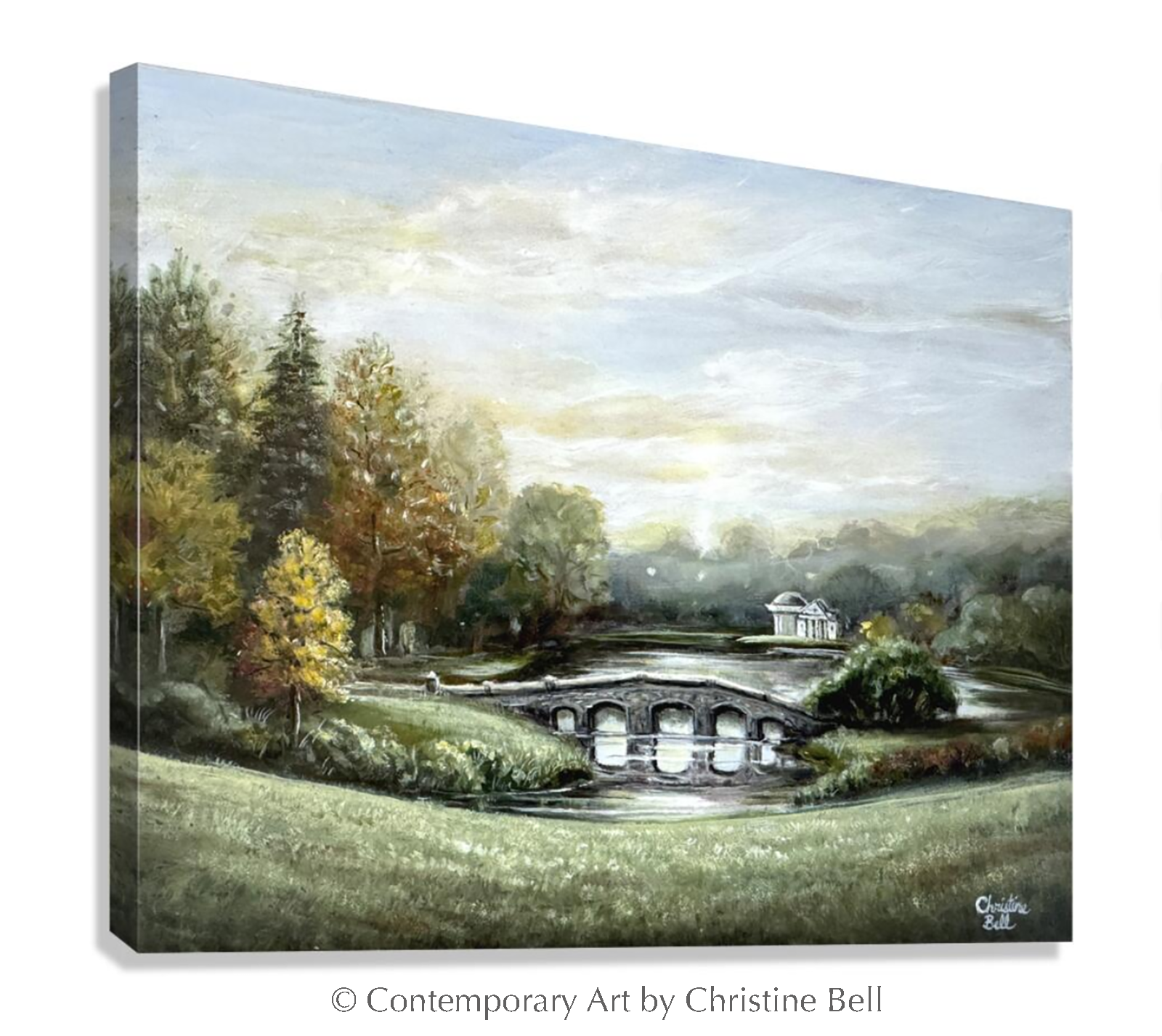 "A Romantic Journey" GICLÉE PRINT Landscape Oil Painting, "Pride and Prejudice" Palladian Bridge