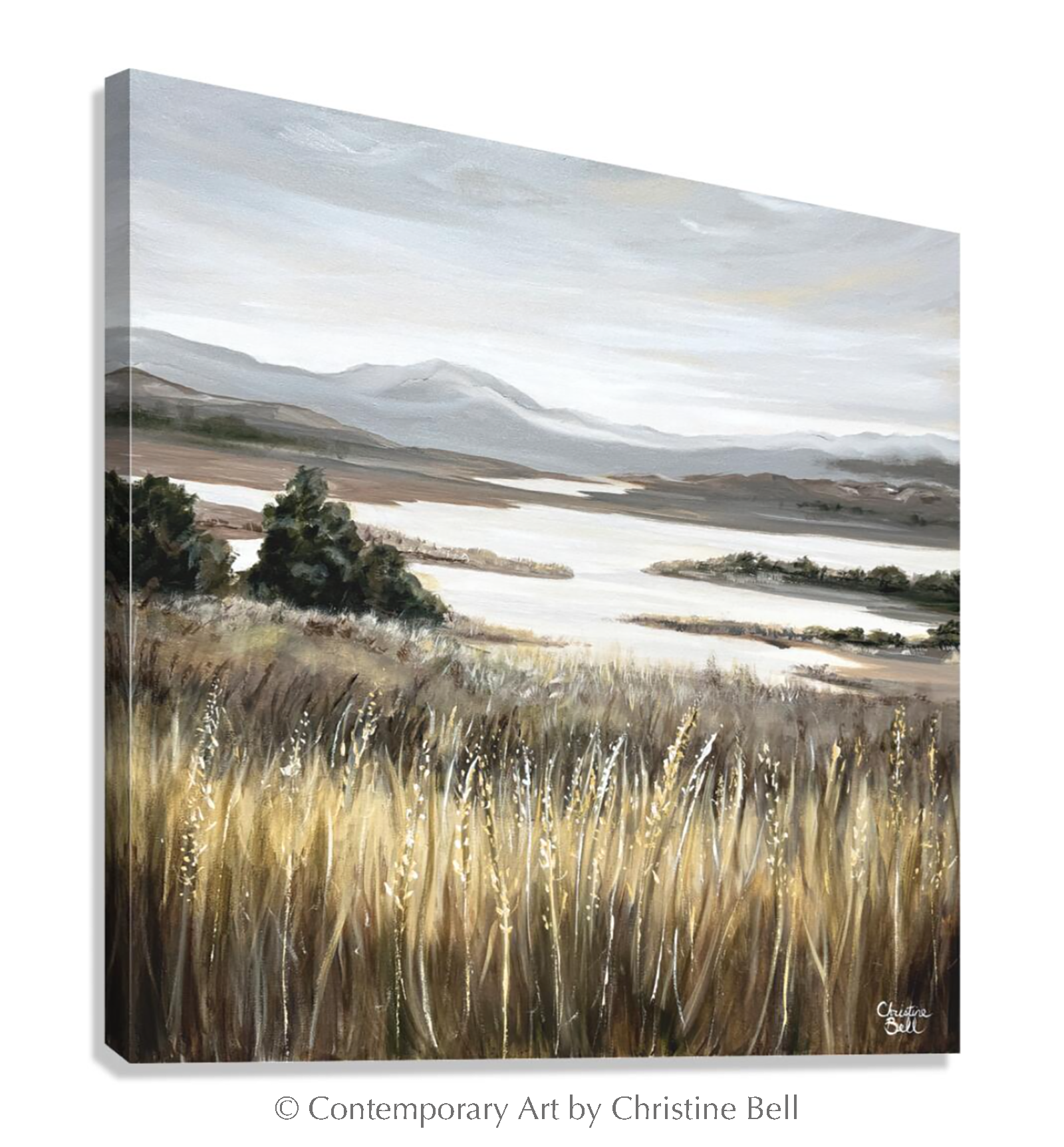 "Peaceful Outlook" GICLÉE PRINT Landscape Oil Painting, Coastal Meadow