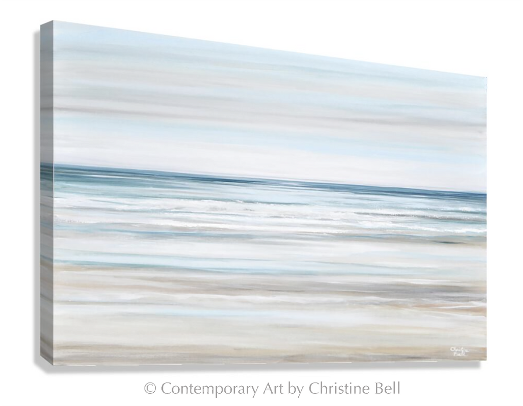 "Beach Walk II" GICLEE PRINT Coastal Abstract Painting, Light Blue, Grey, White