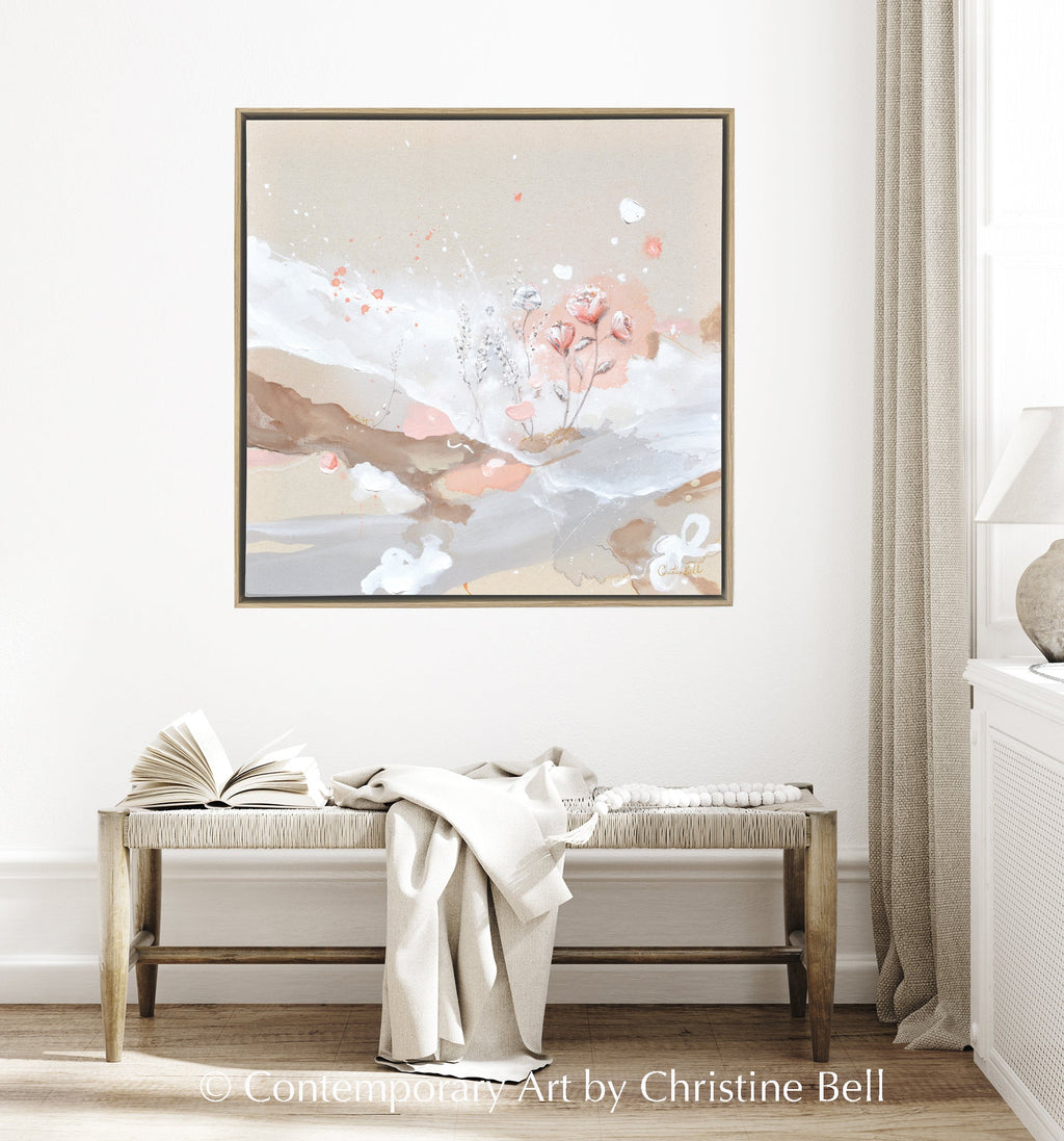 "Serendipity" GICLEE PRINT Abstract Painting, Blush Pink, Neutral, Flowers