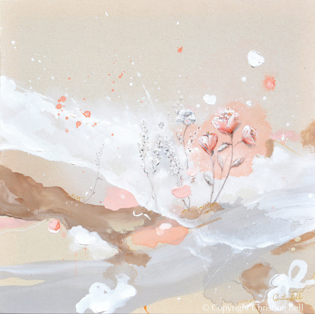 "Serendipity" GICLEE PRINT Abstract Painting, Blush Pink, Neutral, Flowers