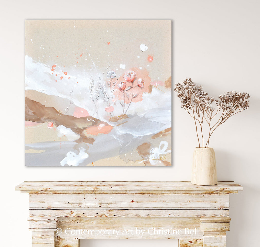 "Serendipity" GICLEE PRINT Abstract Painting, Blush Pink, Neutral, Flowers