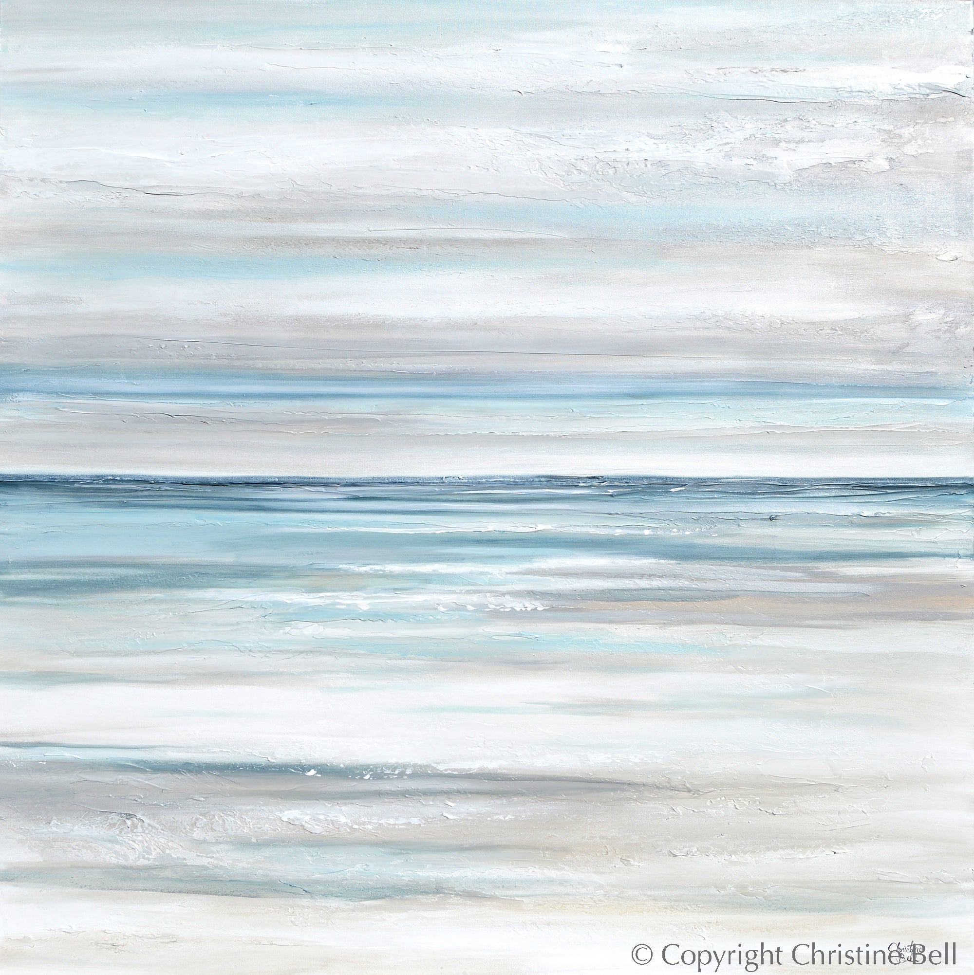 "Tranquility" GICLEE PRINT Coastal Abstract Painting, Neutral, Grey, White, Taupe, Blue