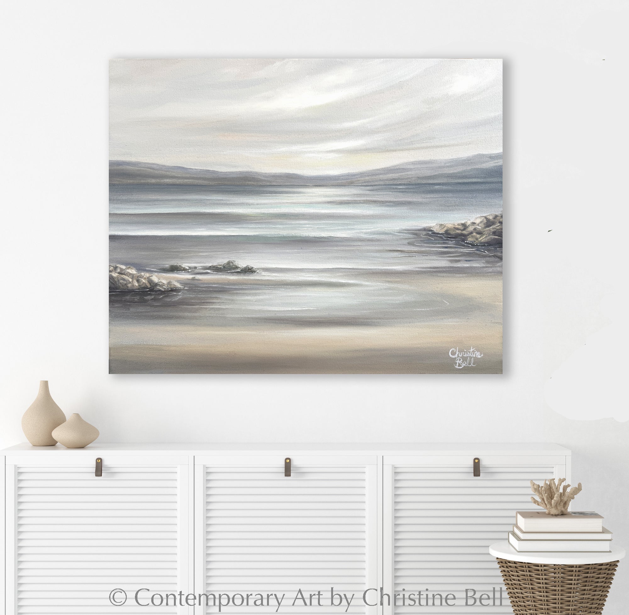 "Seaside Lullaby" GICLÉE PRINT Coastal Landscape Seascape Oil Painting, Tide Pool