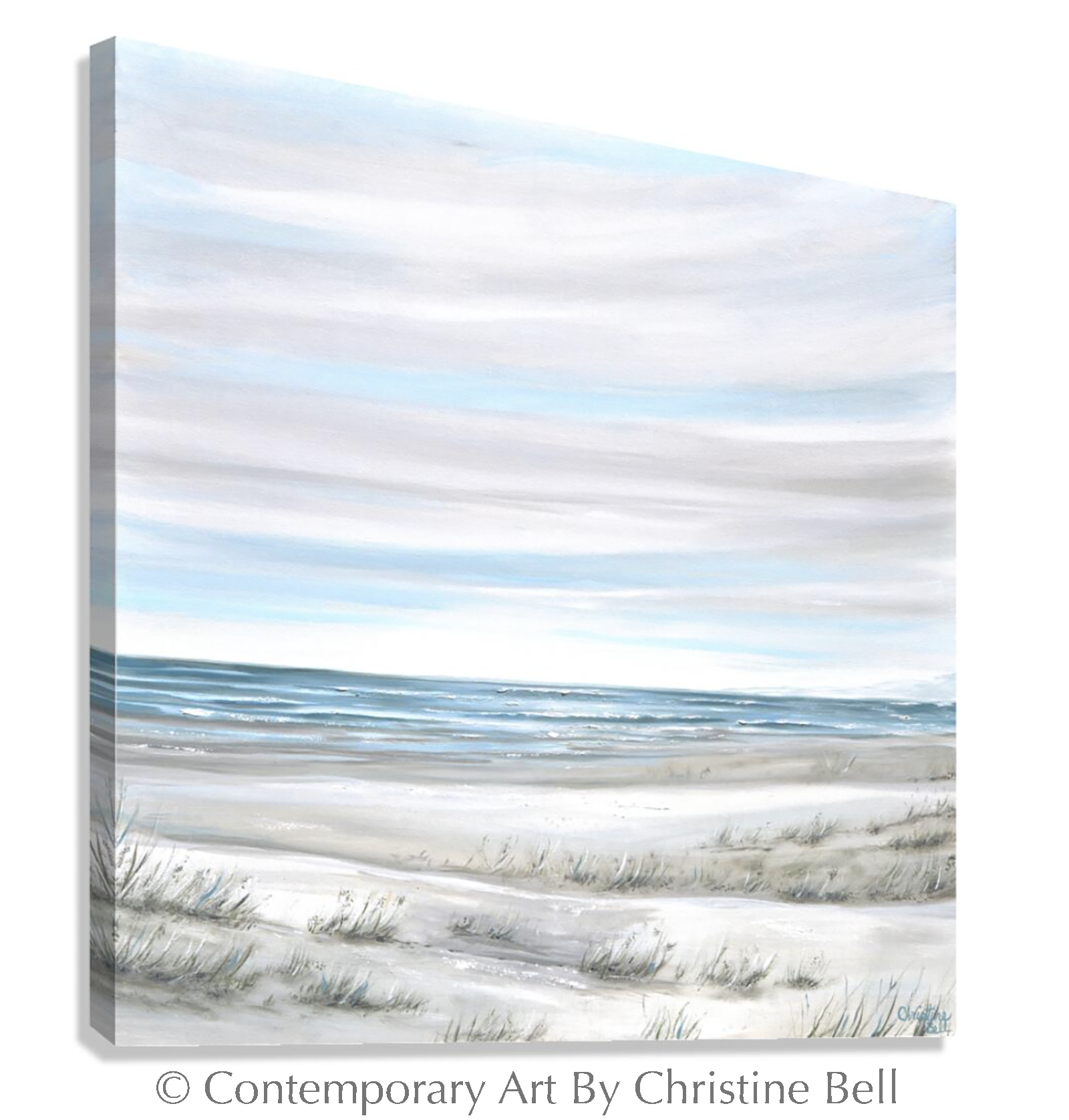 "Coastal Whispers" GICLEE PRINT Coastal Abstract Painting, Neutral, Light Blue, Grey, White, Taupe