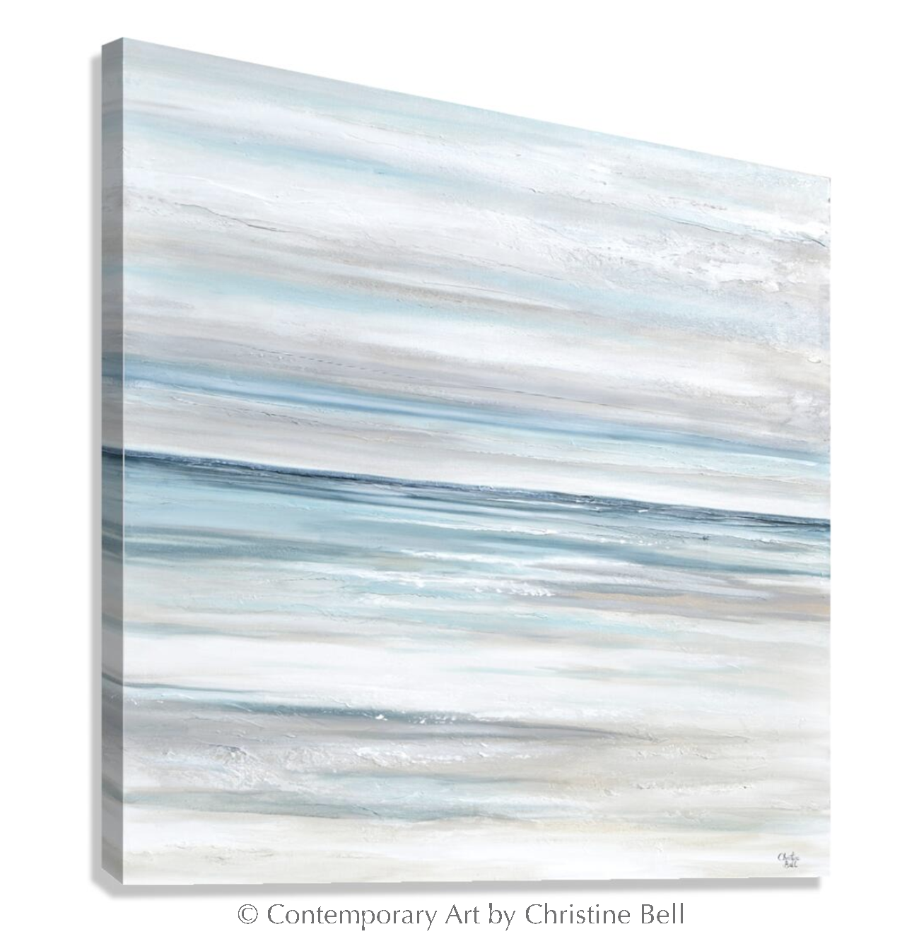 "Tranquility" GICLEE PRINT Coastal Abstract Painting, Neutral, Grey, White, Taupe, Blue