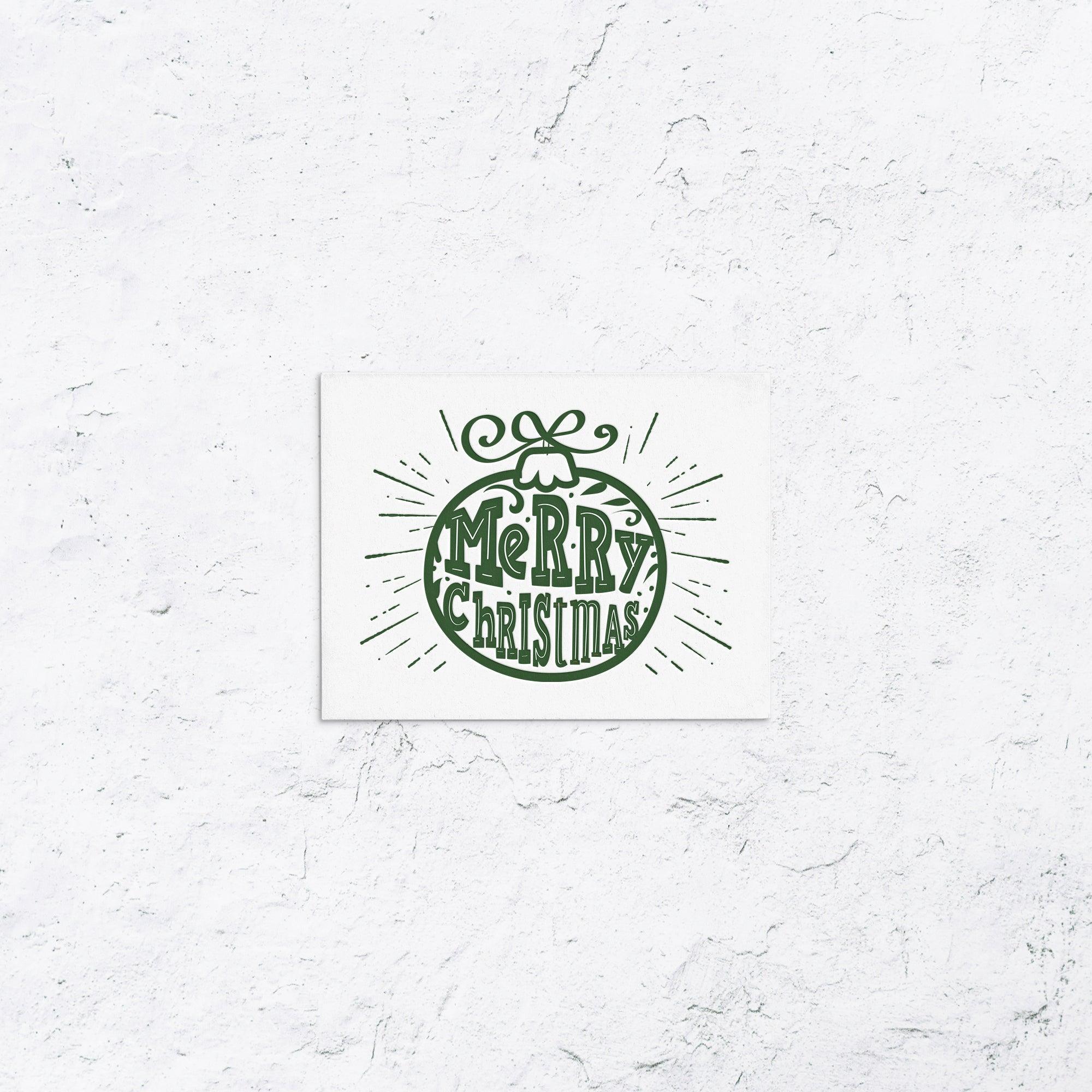 Merry Christmas Letterpress Ornament Cards Box Set of 10