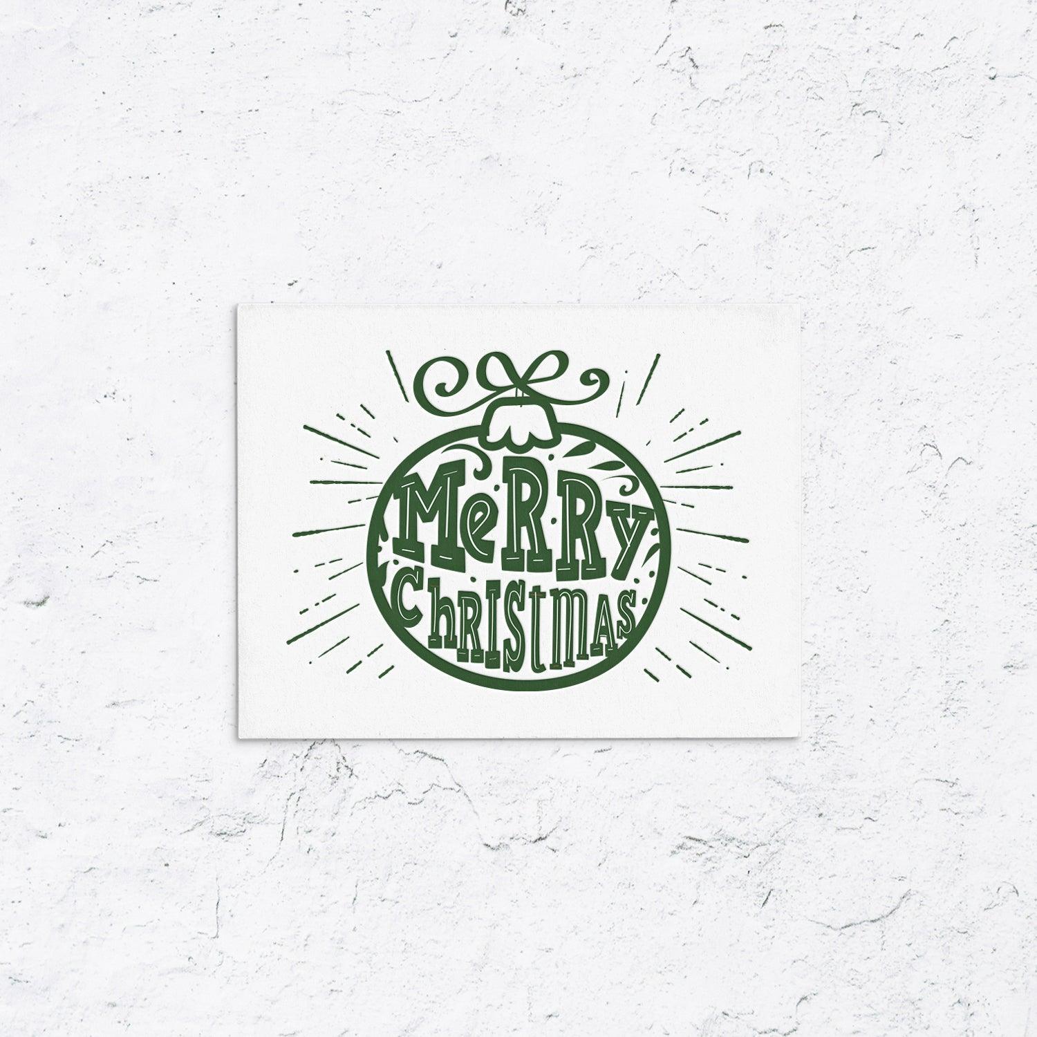 Merry Christmas Letterpress Ornament Cards Box Set of 10