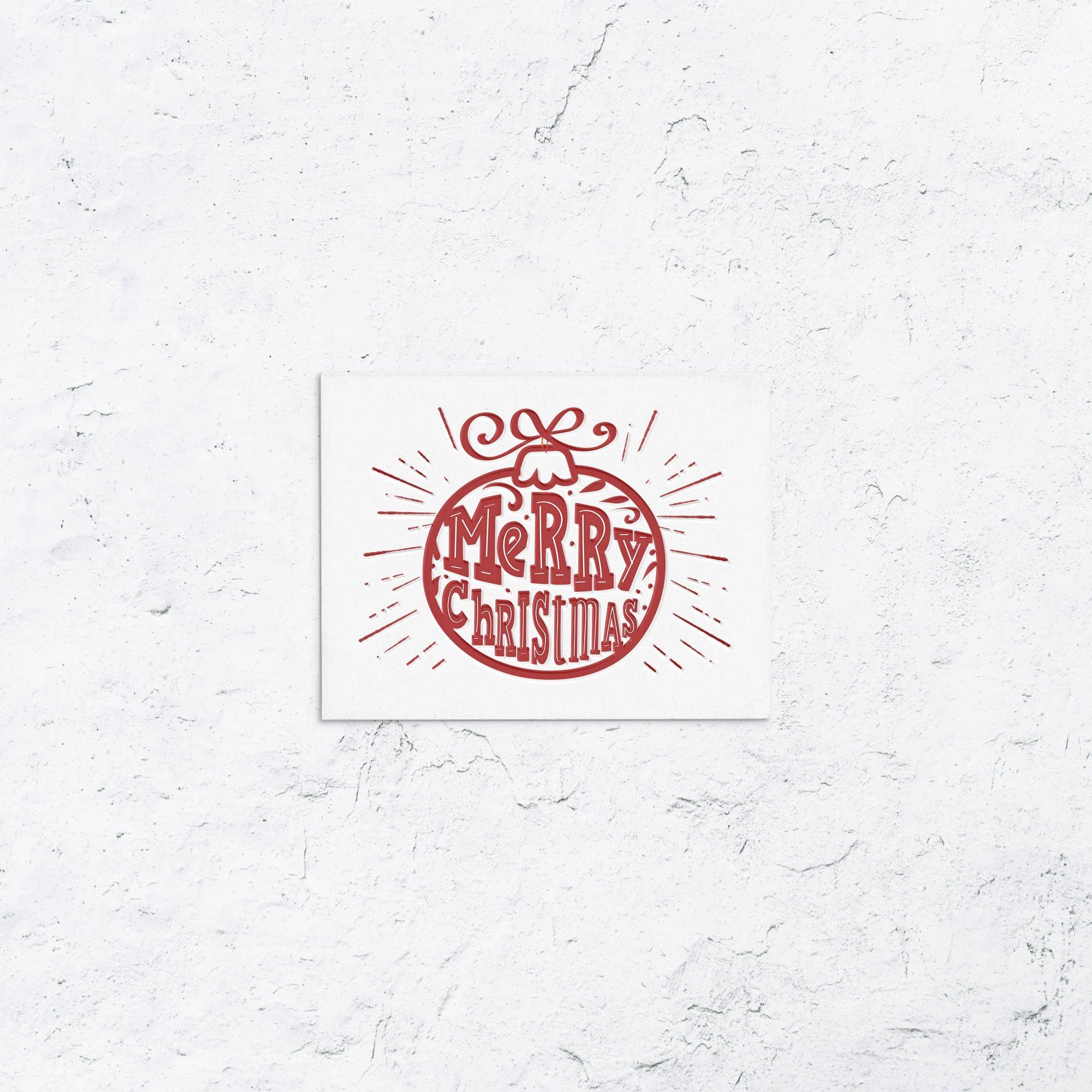 Merry Christmas Letterpress Ornament Cards Box Set of 10