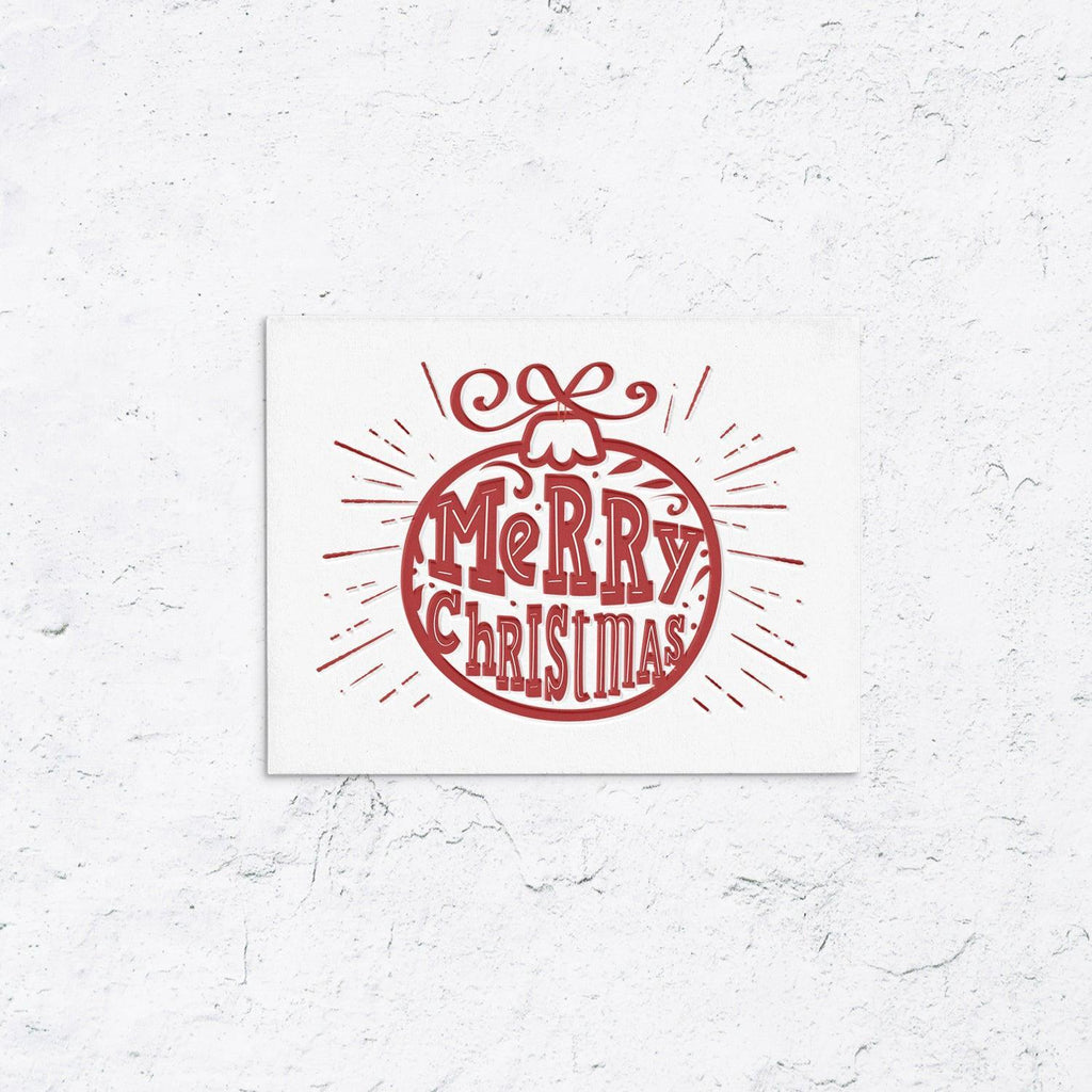 Merry Christmas Letterpress Ornament Cards Box Set of 10
