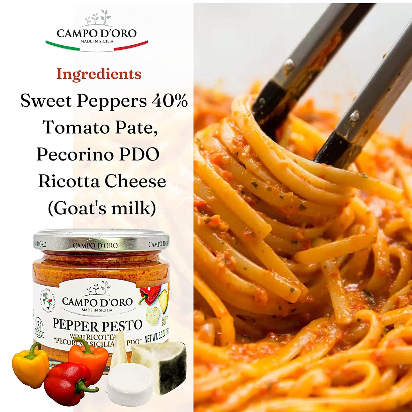 Pepper and Ricotta Pesto with Pecorino, 6.35oz