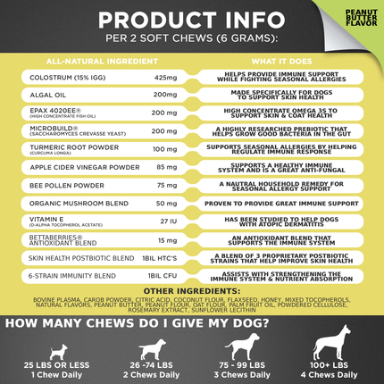 Allergy & Immune Support Chews for Dogs (Peanut Butter Flavor)