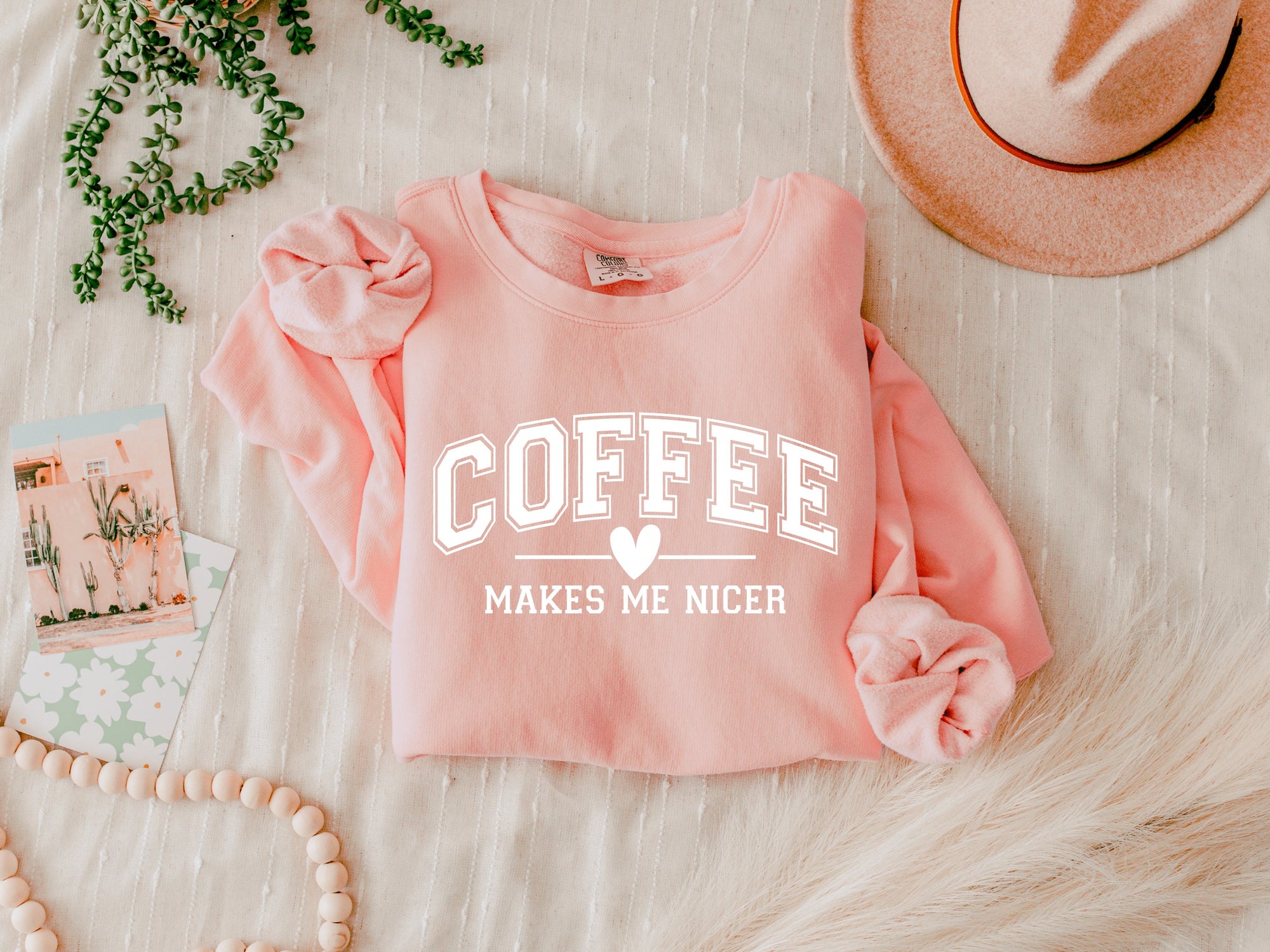 Coffee makes me nicer Garment Dyed Comfort Colors Sweatshirt