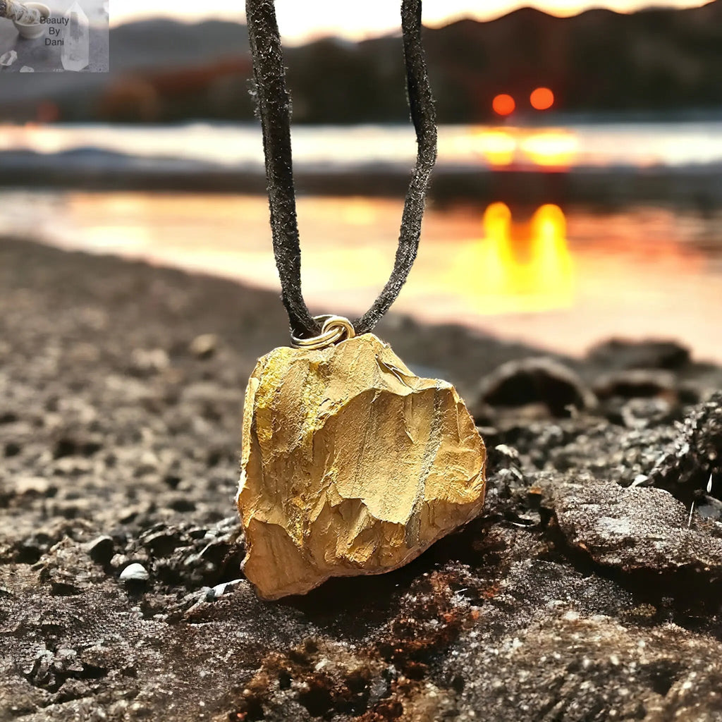 Raw Tiger's Eye Necklace with Cotton or Leather Cord