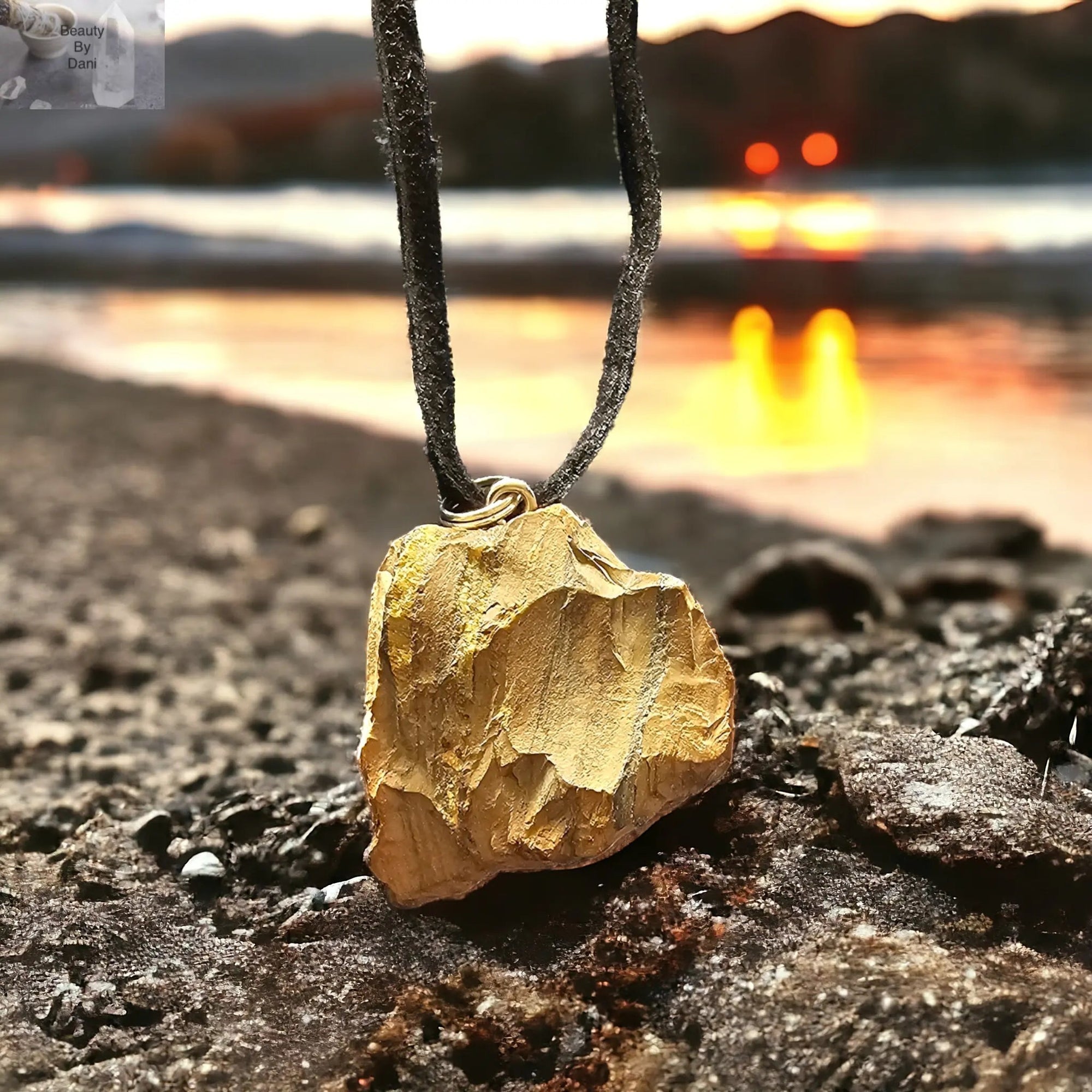 Raw Tiger's Eye Necklace with Cotton or Leather Cord