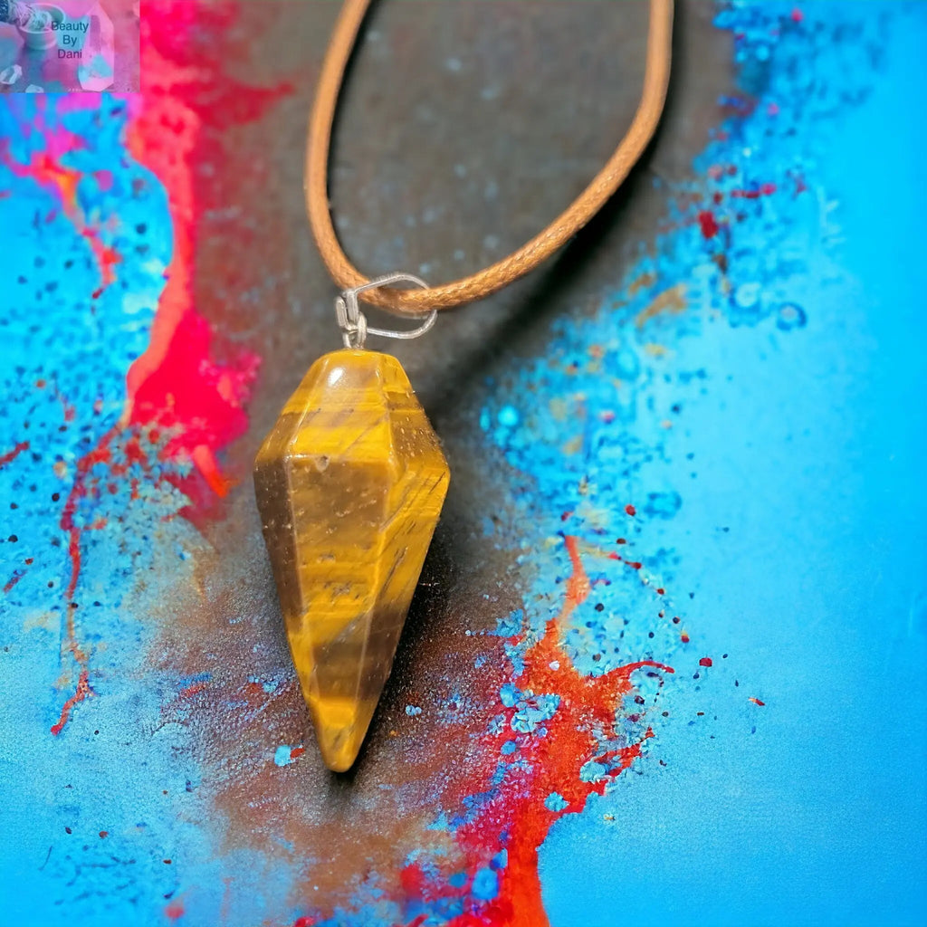 Tiger's Eye Necklace on Leather Cord - 18 inches