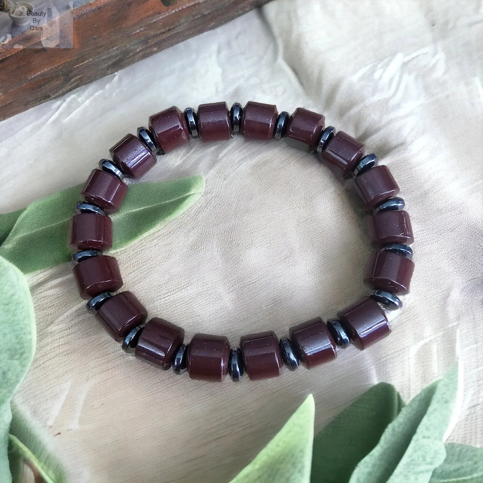 Hematite Bracelet with Brown Spacers