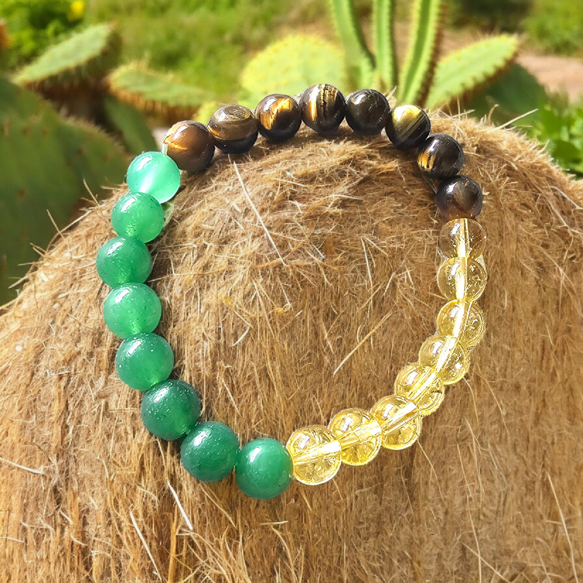Money Bracelet with Aventurine, Tigers Eye & Citrine