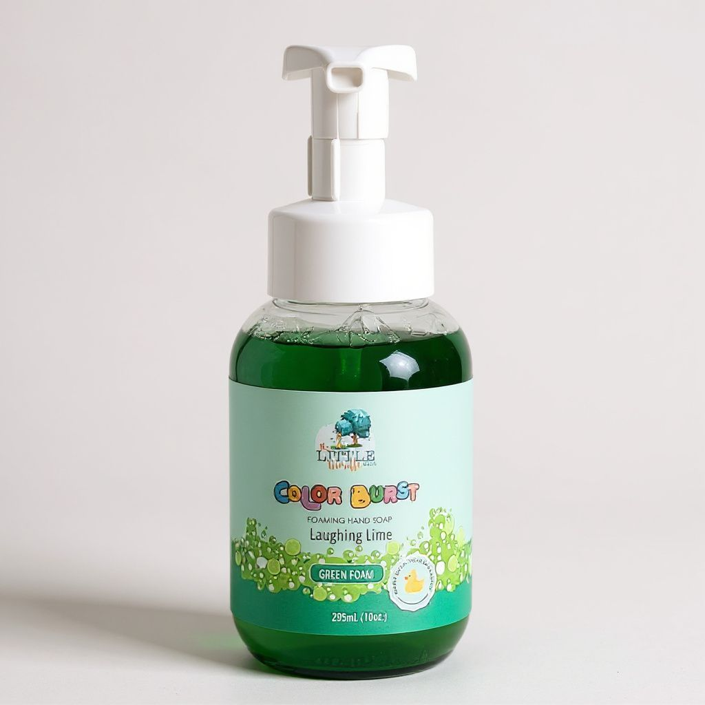 Non-toxic Colorful Foaming Hand Soap for Kids. Green Foam. Lime Scented