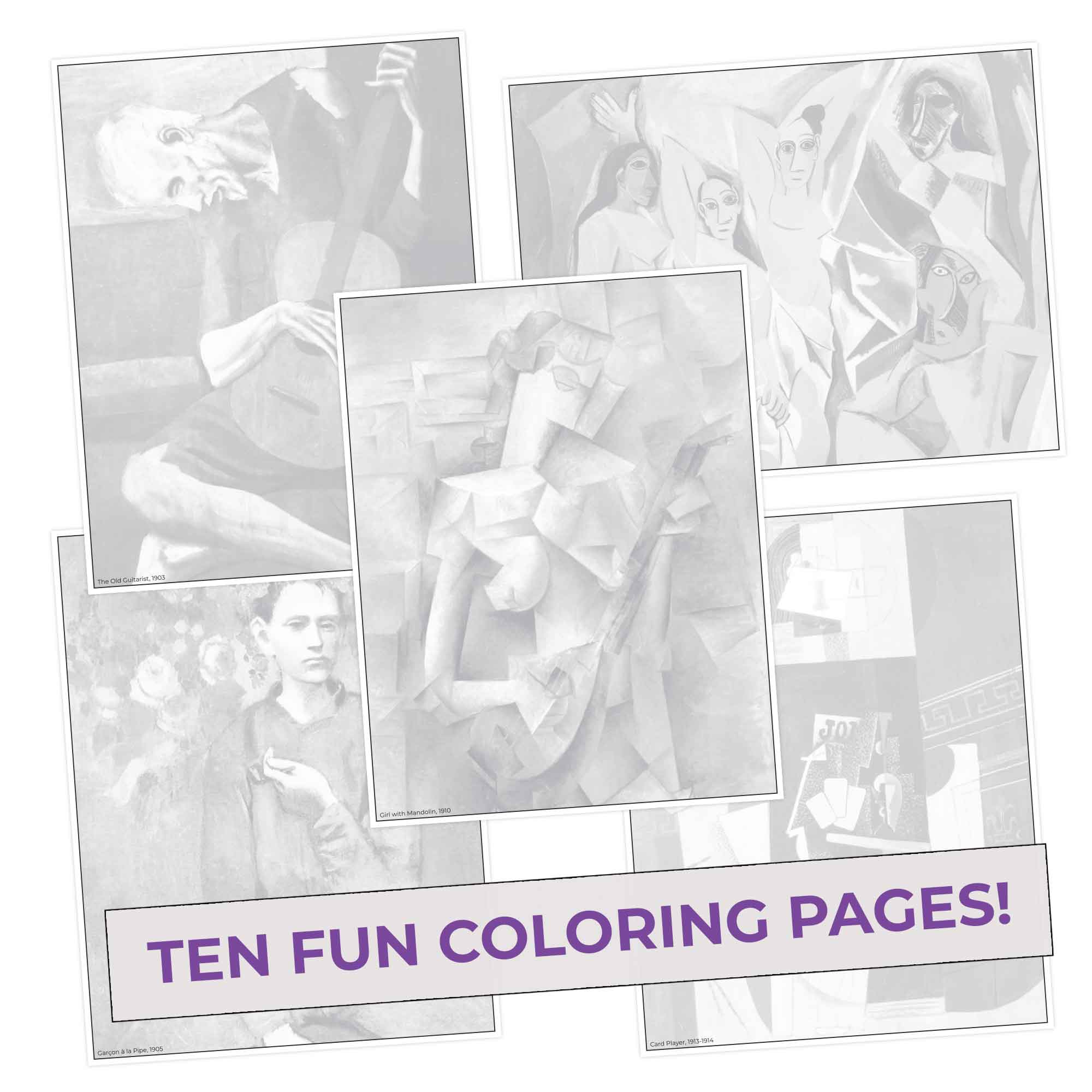 Picasso Colors Coloring Pages (10 Pack)