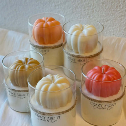 Handmade Pumpkin Candle in Glass Jar for Fall Decor and Seasonal Gifting