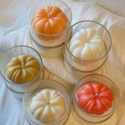 Handmade Pumpkin Candle in Glass Jar for Fall Decor and Seasonal Gifting