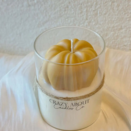 Handmade Pumpkin Candle in Glass Jar for Fall Decor and Seasonal Gifting