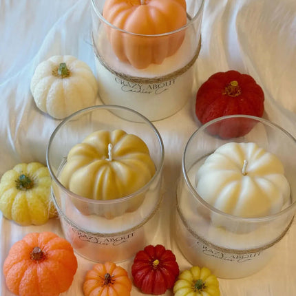 Handmade Pumpkin Candle in Glass Jar for Fall Decor and Seasonal Gifting