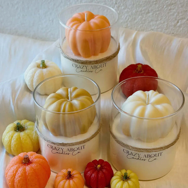 Handmade Pumpkin Candle in Glass Jar for Fall Decor and Seasonal Gifting