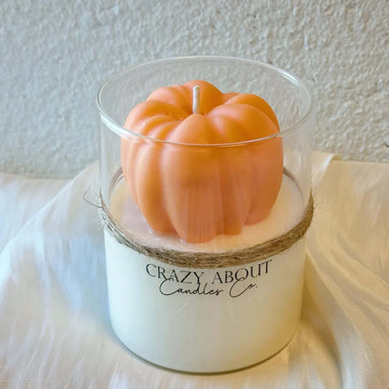 Handmade Pumpkin Candle in Glass Jar for Fall Decor and Seasonal Gifting