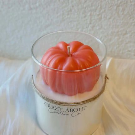 Handmade Pumpkin Candle in Glass Jar for Fall Decor and Seasonal Gifting