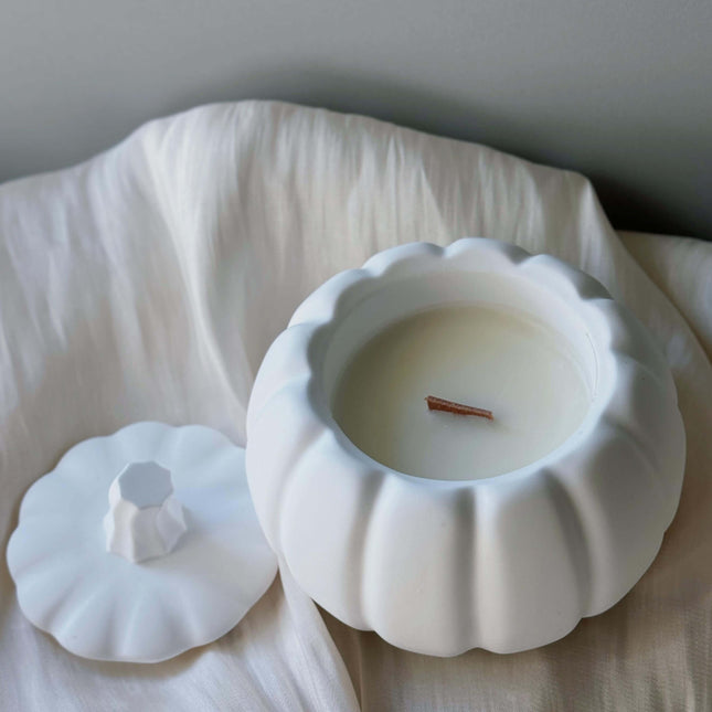 Handcrafted Jesmonite Pumpkin Candle – Art Meets Aroma