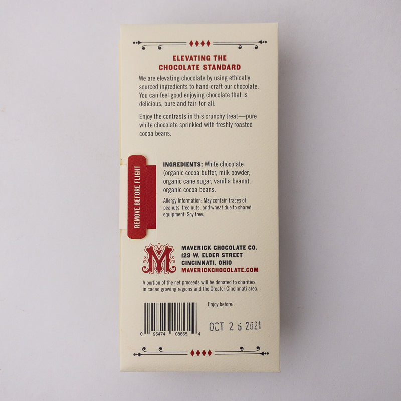 Maverick Chocolate White Chocolate with Cocoa Nibs